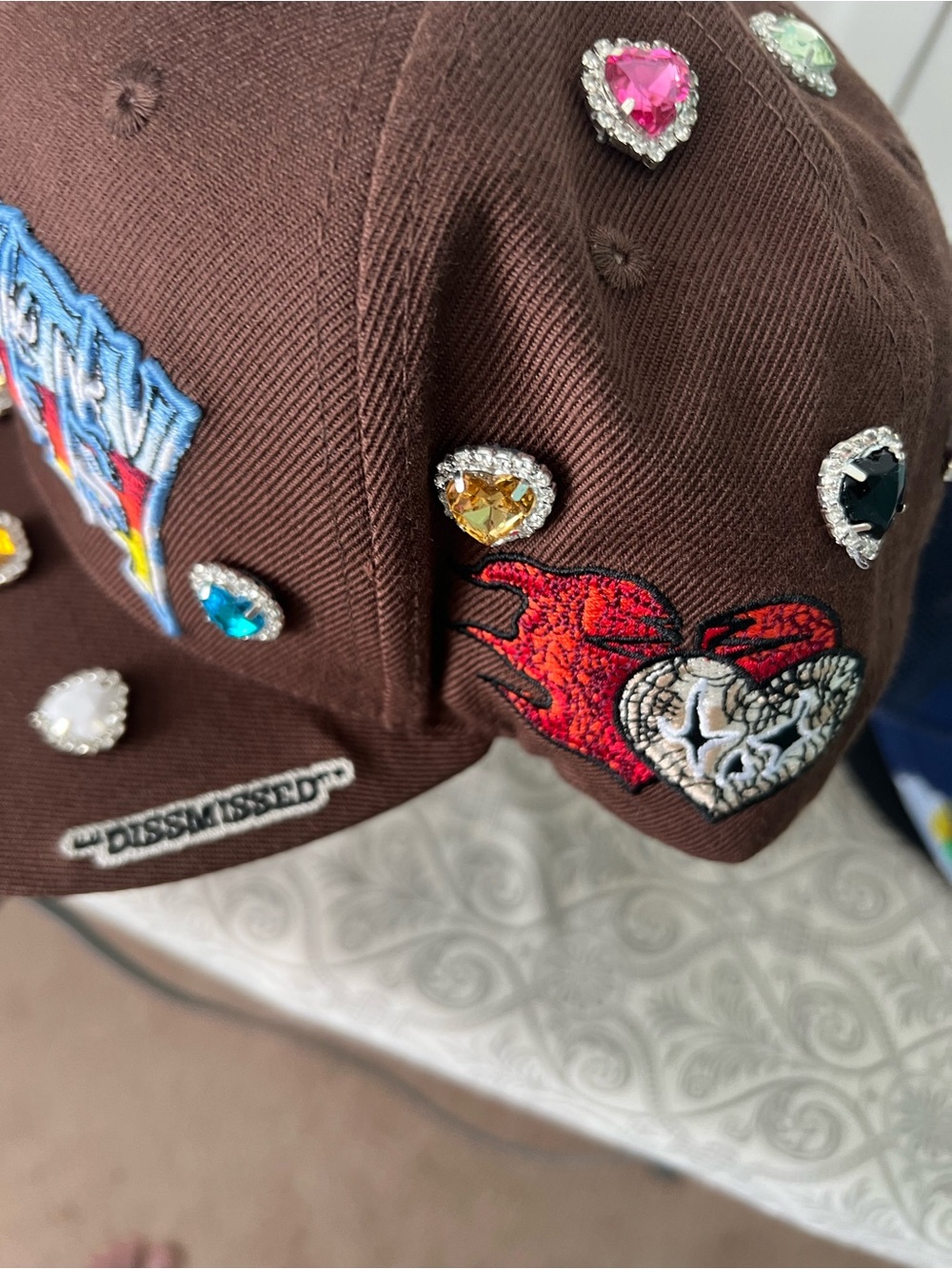 Toxicity Embroidered Brown Baseball Cap with Jewel Accents - Picture 4 of 6